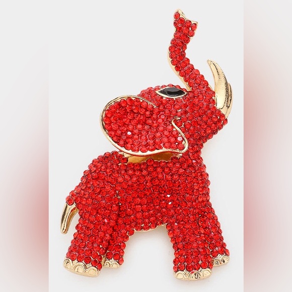 ReservedChic Jewelry - Red Elephant Large Brooch
